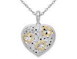 Sterling Silver Fancy Heart Pendant Necklace with Chain